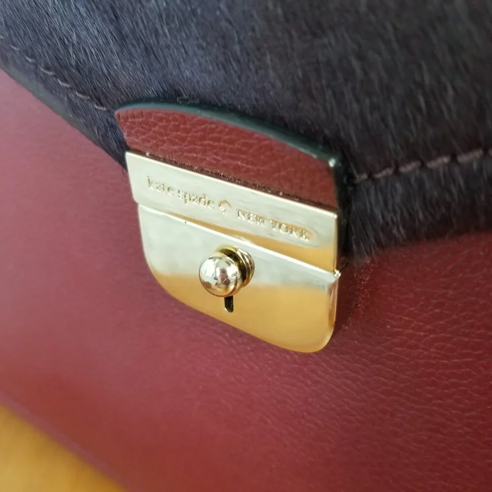 Kate Spade Large Tote Zarinah Hyde Tote Pink Burgundy Leather Suede Shoulder Bag - Picture 3 of 12